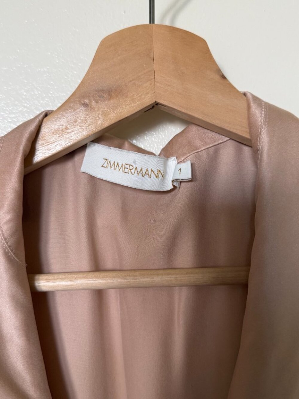 Zimmermann Blush Pink Ruffled Silk Satin Wrap Midi Dress 1 / S - Picture 5 of 12
